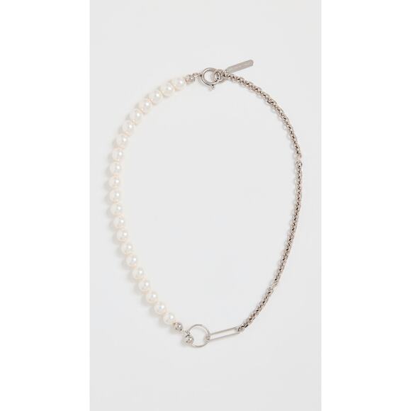 Justine Clenquet Marley Pearl and Silver Necklace - Palladium - Picture 1 of 4